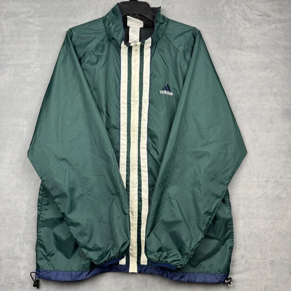 Vintage Adidas Track Jacket Green Men Large Lightweight Sportswear Y2K - Picture 6 of 9